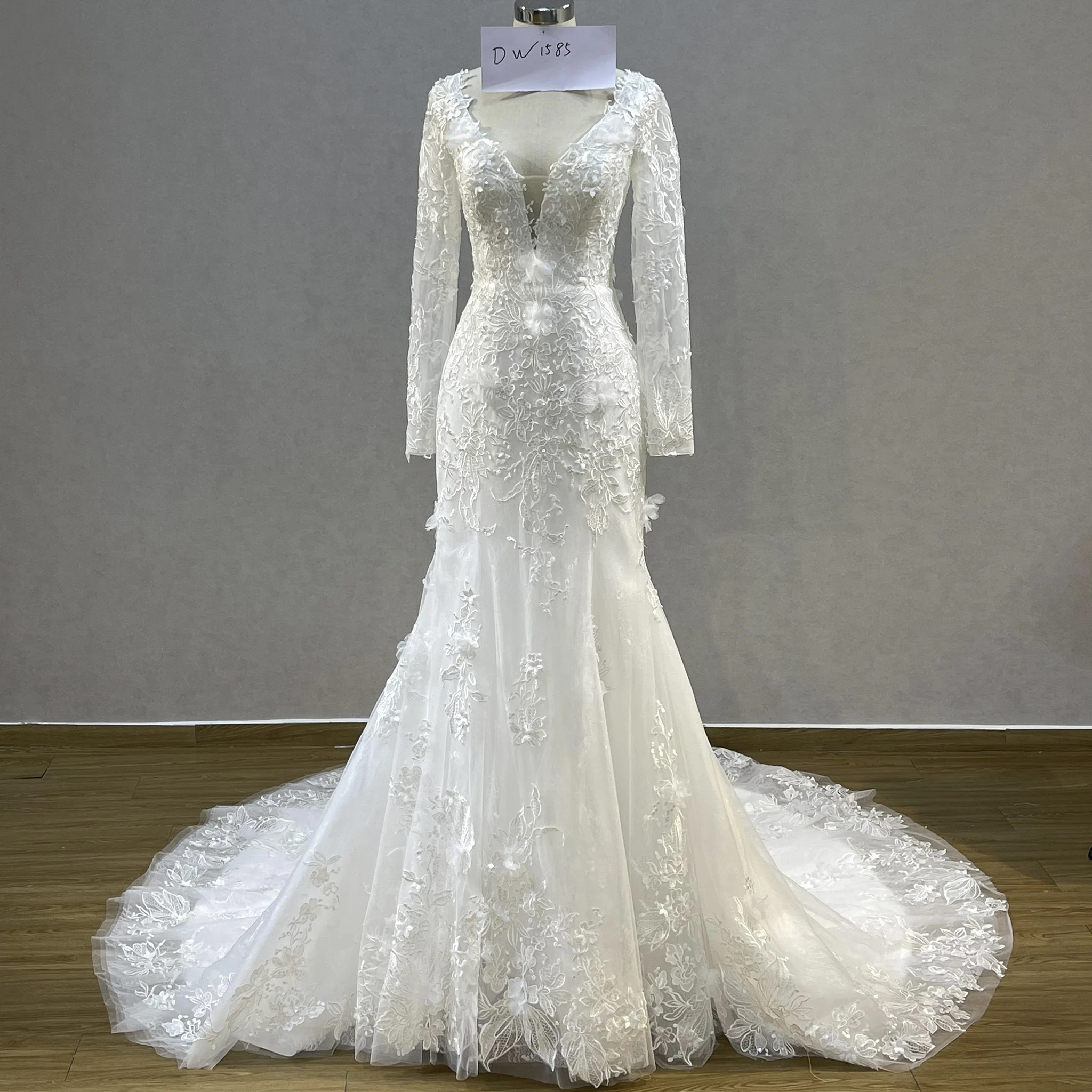 

Свадебное платье Rosymae с v-образным вырезом и русалкой - элегантное сексуальное свадебное платье с длинными рукавами