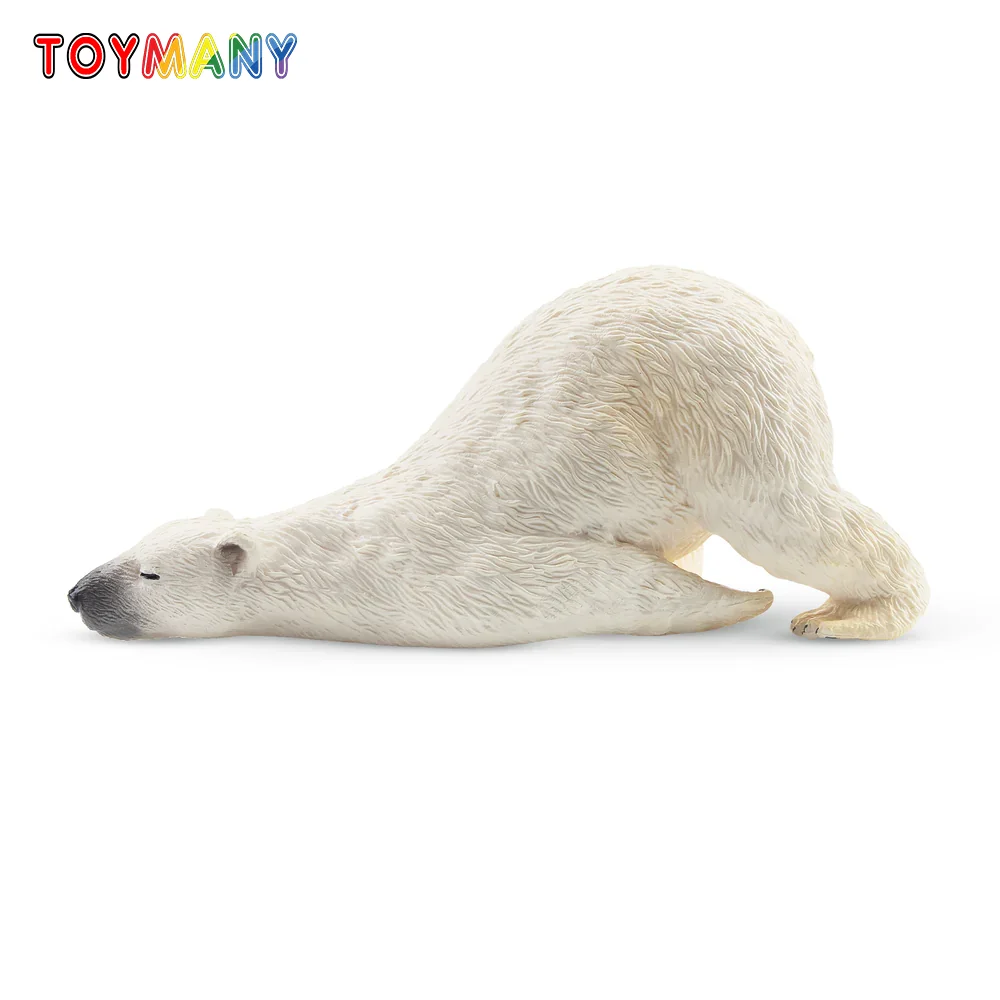 Toymany Simulation Lying Adult Polar Bear Animal Model Toy Mini Figures Dolls Action Figurines Toys for Children Gift