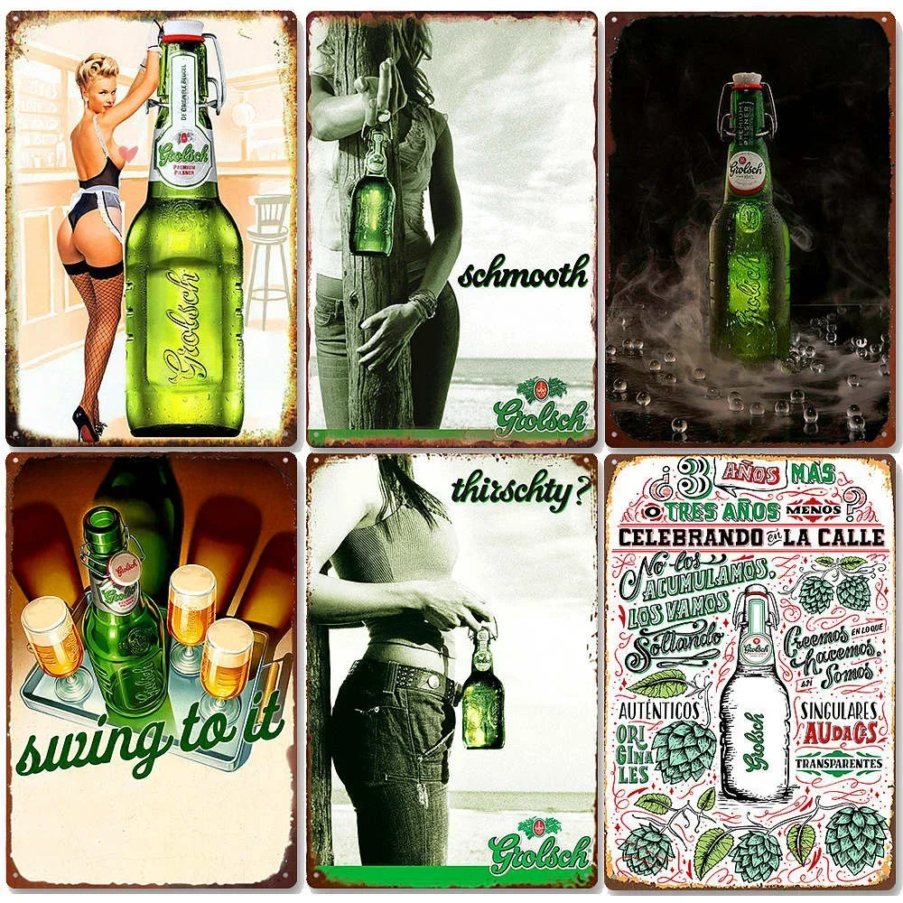 Grolsch Beer Metal Plate Dutch Beer Vintage Tin Sign Tiki Bar Pub Wall Decoration Alcohol Sticker Man Cave Art Poster N404