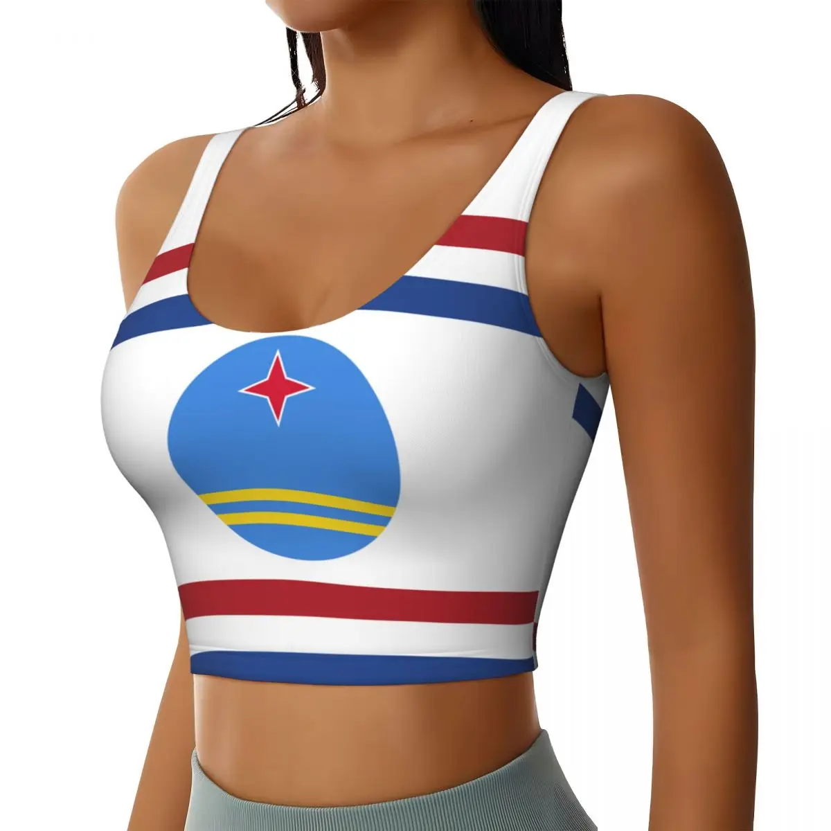 Flag Of The Governor Of Aruba Basic Tops Women Samba Sexy V-Neck Yoga Fitness Sports Tops
