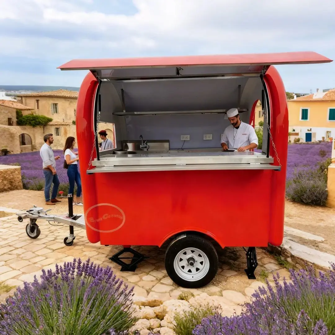 

Outdoor Food Trailer Main Body Bright Orange Vivid Attractive High-Quality Food Service Vehicle for Outdoor Scenes