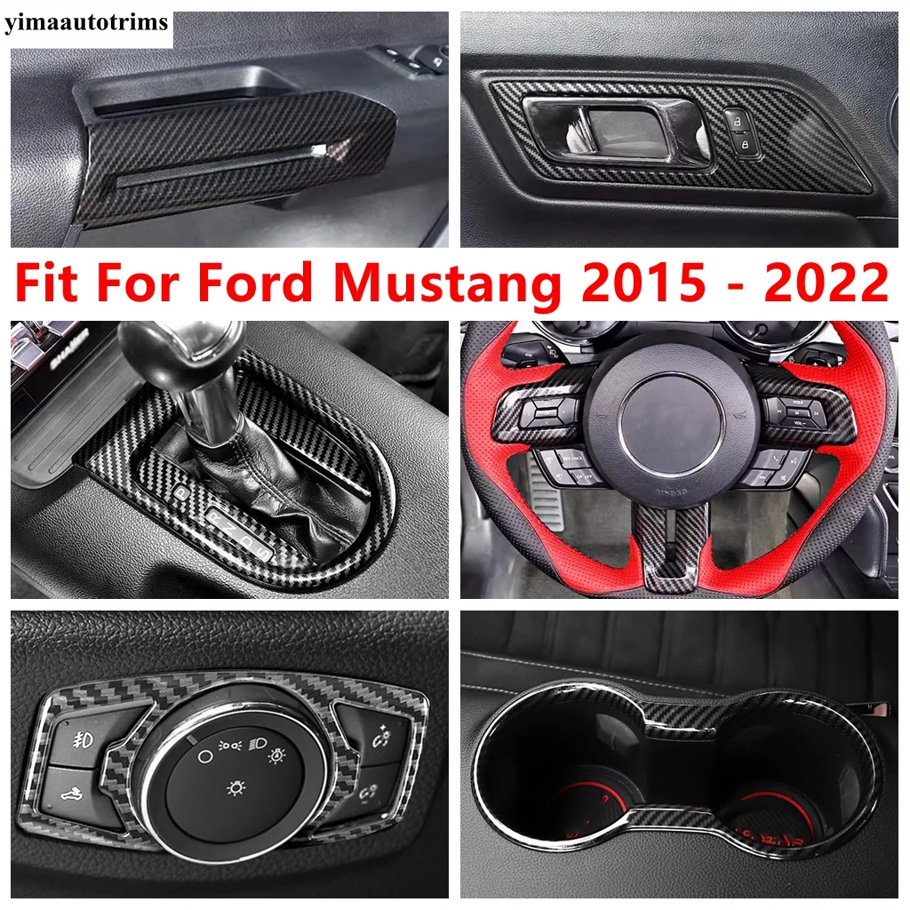 

Headlight Lamp / Steering Wheel / Handle Bowl / Gear Shift Panel / Water Cup Cover Trim Accessories For Ford Mustang 2015 - 2022
