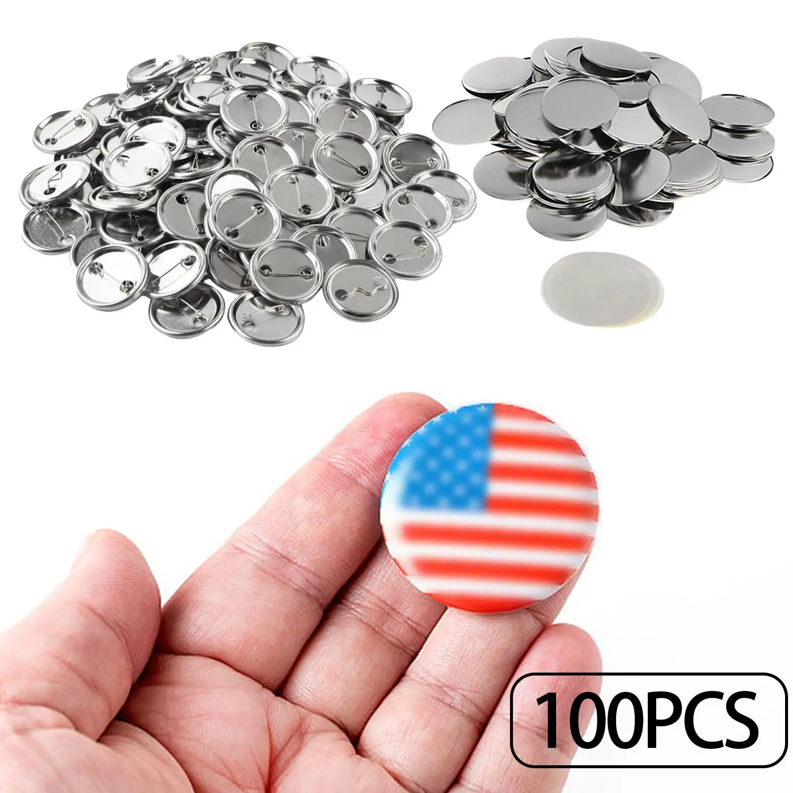 100 Pieces Blank Button Making Supplies Badge Making Materials Metal Button Pin Badge for Button Making Machine DIY Arts Crafts