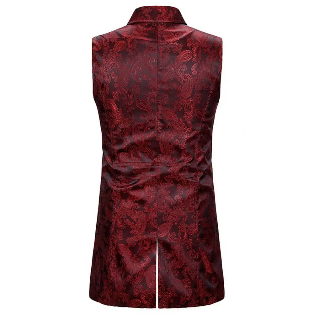 Men Elegant Vest Flower Slim Fit Male Suit Waistcoat Dress Formal Jacket for wedding Casual Vintage