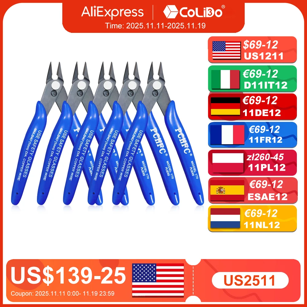 170 Wishful Clamp DIY Electronic Diagonal Pliers 2/5/10 PCS Side Cutting Nippers Wire Cutter for 3D Printing Filament Parts