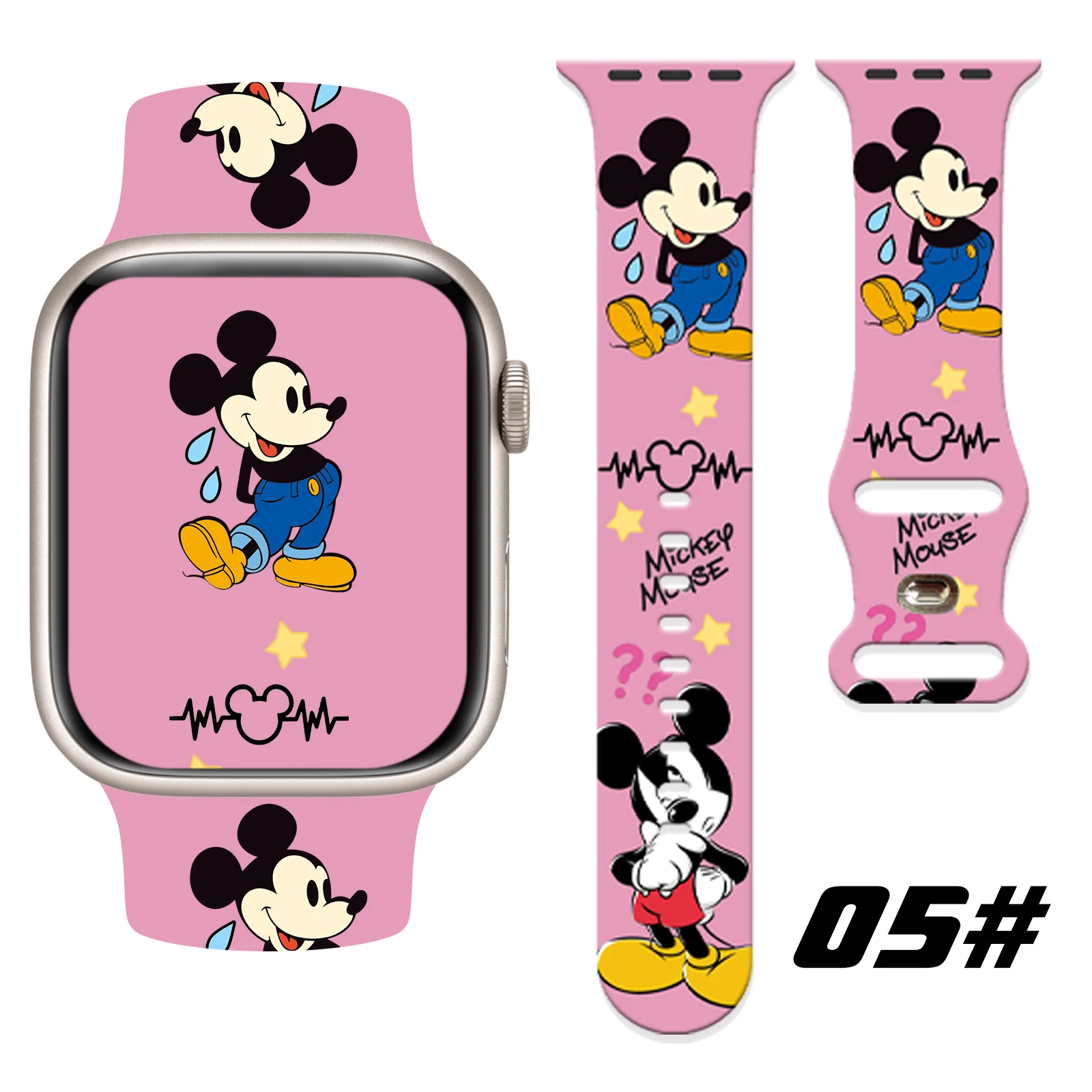 

Disney Mickey Printed Watch Strap Suitable For Apple Watch 11/10/9/8 Band Silicone Strap Replaceable iWatch 46mm/44mm/42mm/41mm