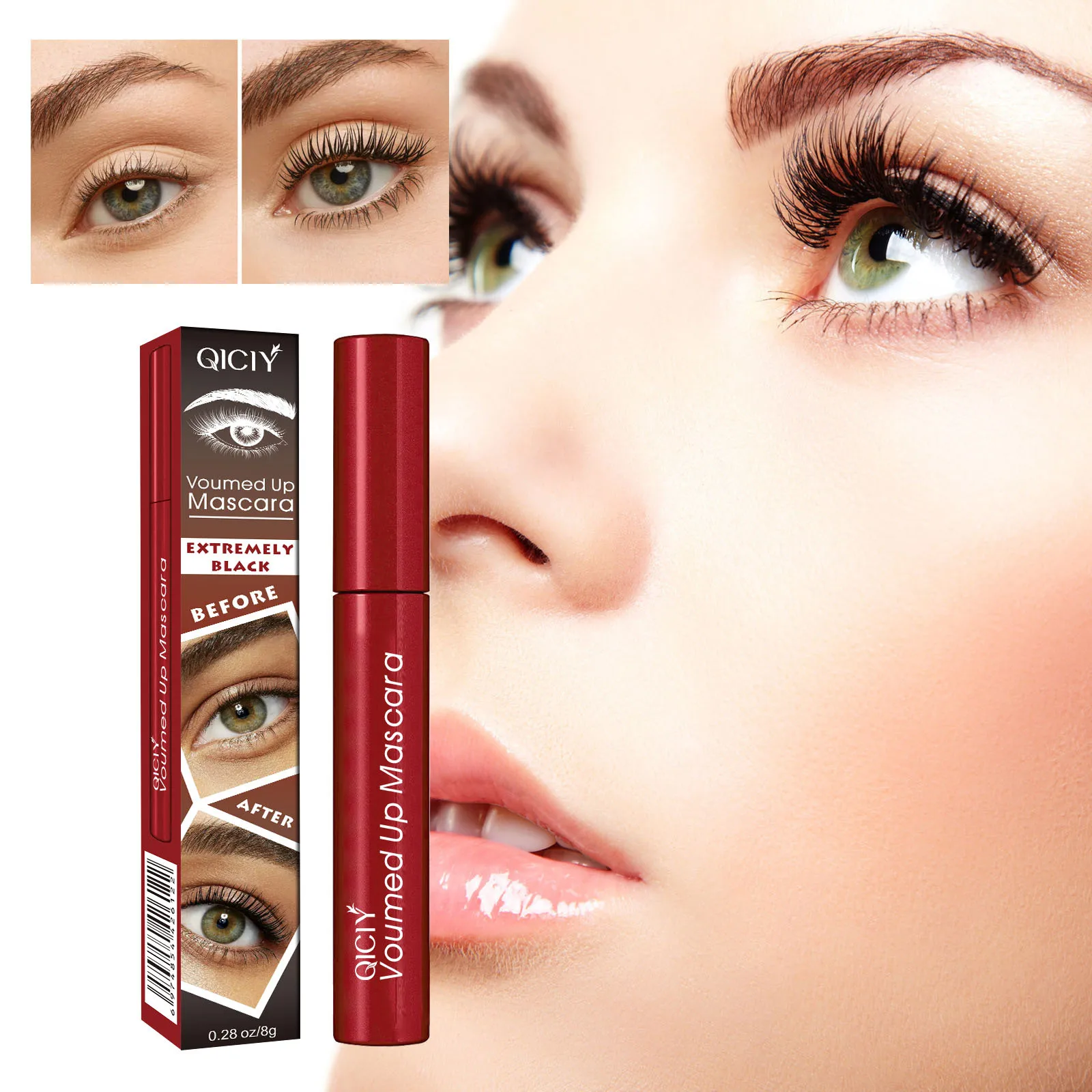

QICIY mascara curls up, dense and not easy to smudge, slender eyelashes, primer, makeup