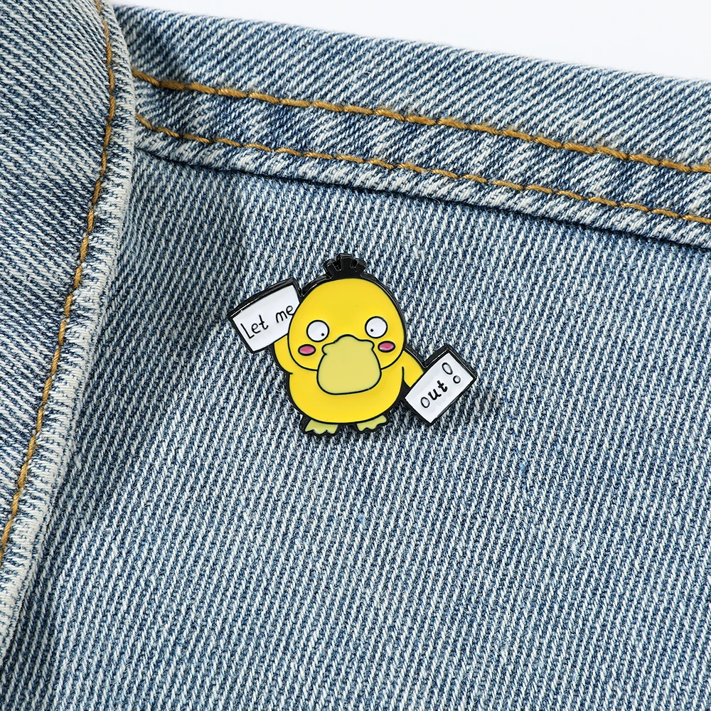1 Pc Personality Brooch Cartoon Cute Psyduck Creativity Enamel Pin Metal Badge Jewelry Clothing Backpack Accessories Gift