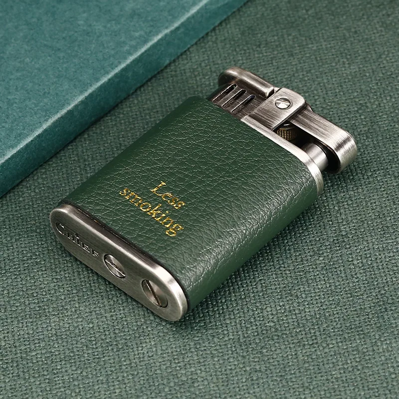 Chief Leather Kerosiene Lighter, Vintage Grinding Wheel, Classical Cigarette Lighter, Windproof Gift Wholesale
