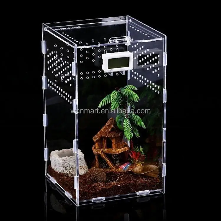 

Hexagon Snake Lizard Tarantula Breeding Box Sliding Magnetic Clear Acrylic Reptile Terrarium Box