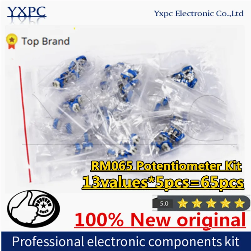 

13values*5pcs RM065 Trimmer Potentiometer Adjustable Resistor Kits 100R 200R 500R ohm,1K 2K 5K 10K 20K 50K 100K 200K 500K 1M Ω