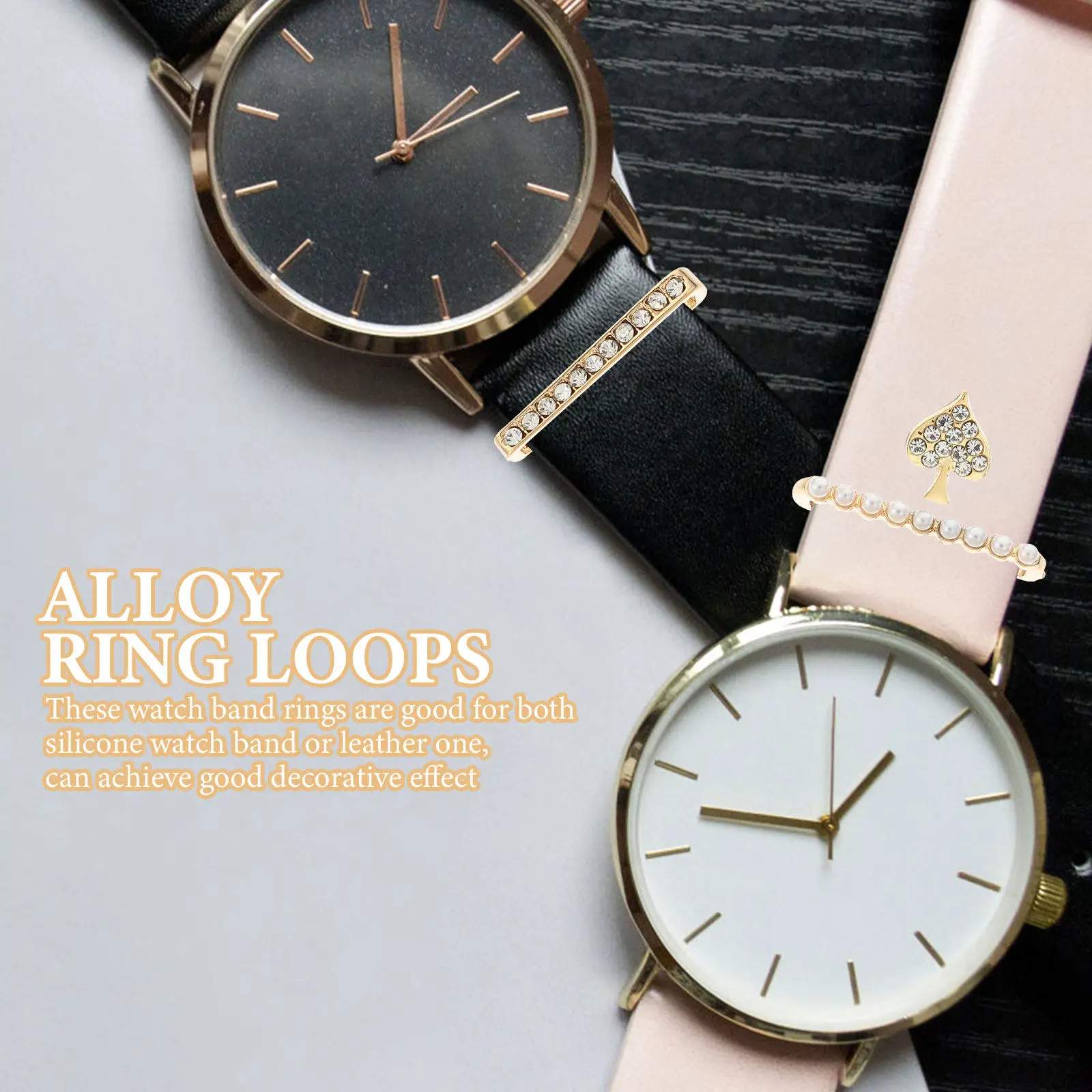 1Set Alloy Watchband Charms for Smartwatch Strap Decoration Lightweight Fashionable Decorative Rings Loops Golden Watch Band