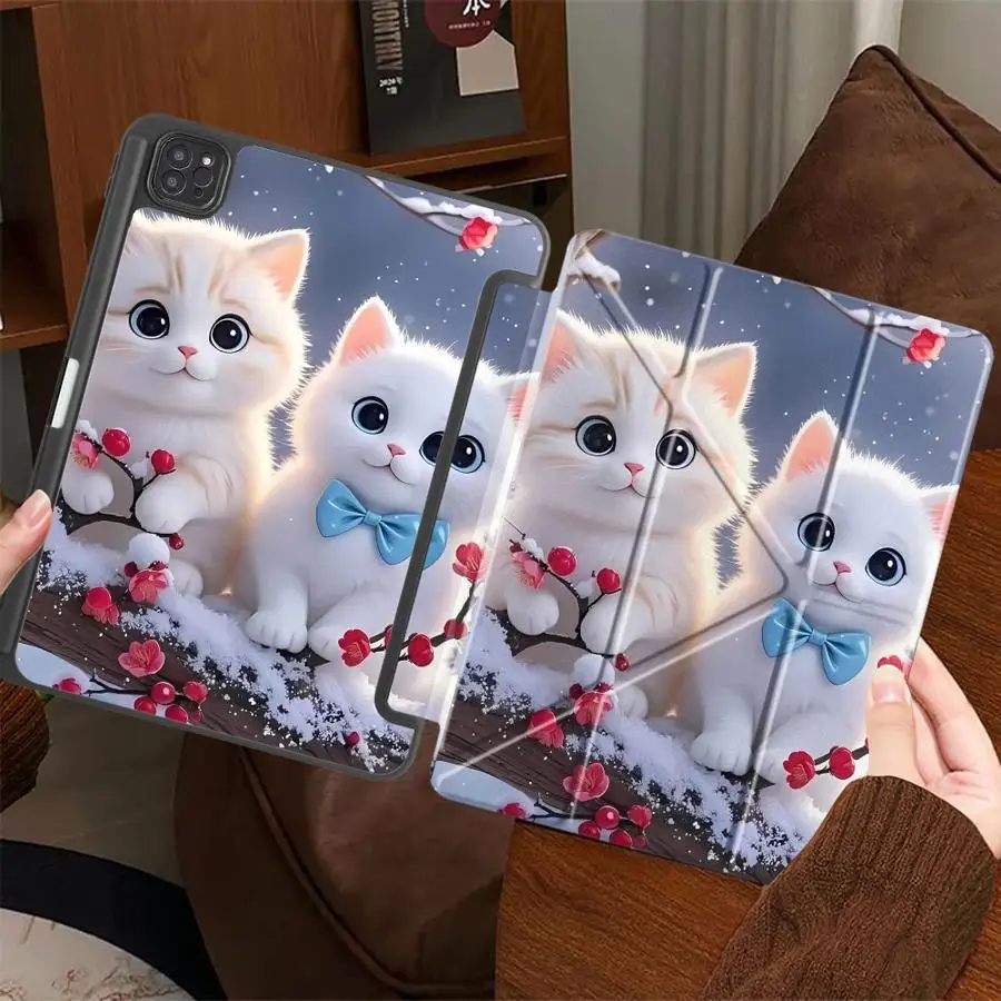 

Чехол-подставка для планшетов iPad Pro 11-го, 10-го, 9-го, 8-го, 7-го поколений, 12.9 дюймов, Air 4, 5, M3, M2, M4, 11 дюймов Pro 2025, Mini 6, 7 с милым мультяшным котом