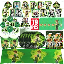 Running Boy Tableware Kit Happy Birthday Party Decoration Cake Topper Backdrop Boy Ben Baby Shower Gift Bags Banner Balloons