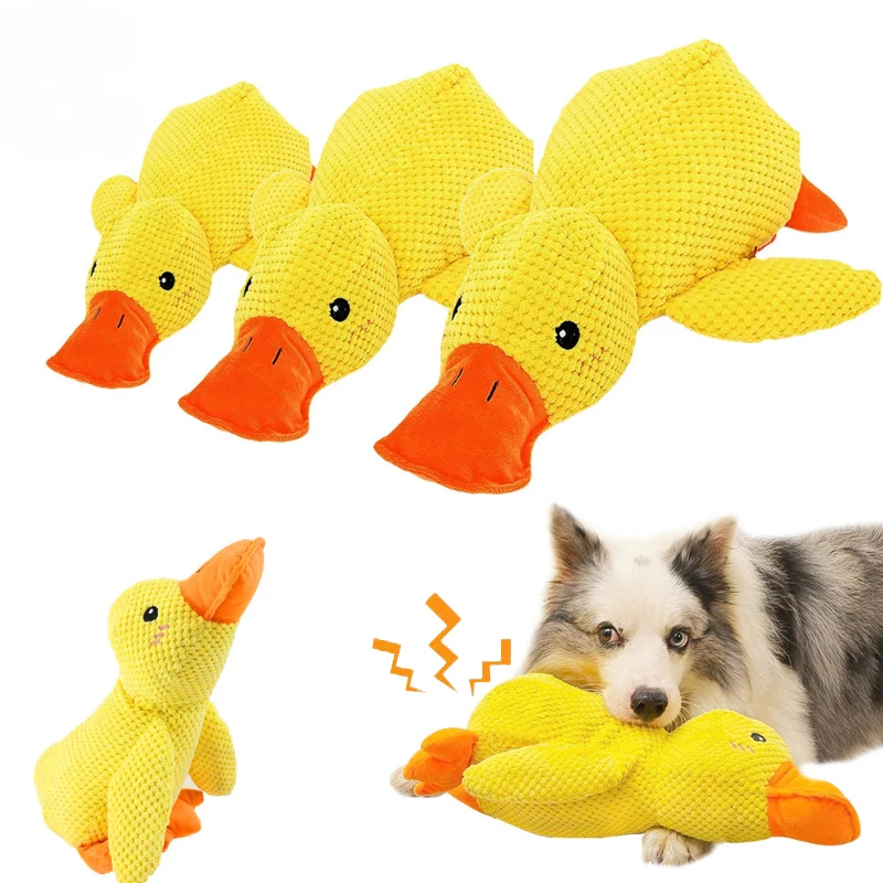 Pet Plush Toy Dog Calming Duck Stuffed Duck Toys Chew Toy Durable Squeaky for Puppy Pet Teeth Cleaning Chew Toy Pet Supplies