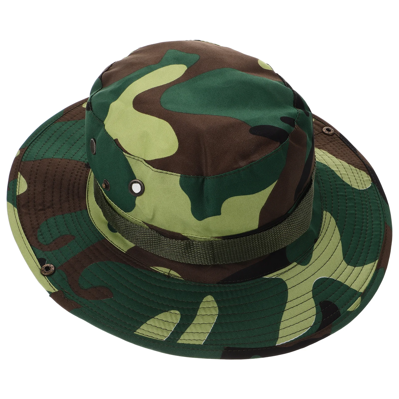

Men's Camo Bucket Hat Wide Brim Sun Shield Polyester Outdoor Hiking Trekking Camping Fishing Hat with Adjustable Neck Strap