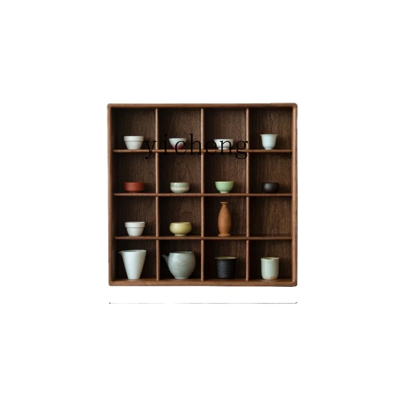 ZC Cup Storage Rack Display Grid Black Walnut Coffee Cup Cup Holder Solid Wood Duobao Lattice Frame