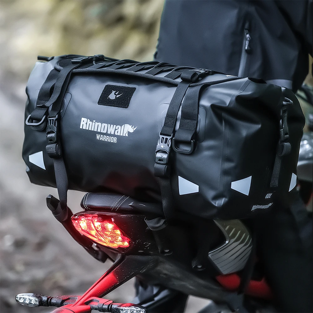 وحيد القرن دراجة نارية السرج حقيبة 20L/40L/65L مقاوم للماء موتور الذيل مقعد تخزين ظهره الأمتعة مع لوحة توسيع مولي #6