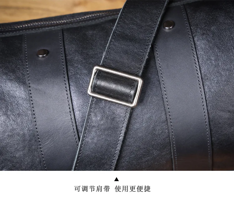 Outdoor-Reisen hochwertige echtes Leder Herren schwarze Zylinder Umhängetasche lässig Designer handgefertigte Rindsleder Umhängetasche – Detail 20