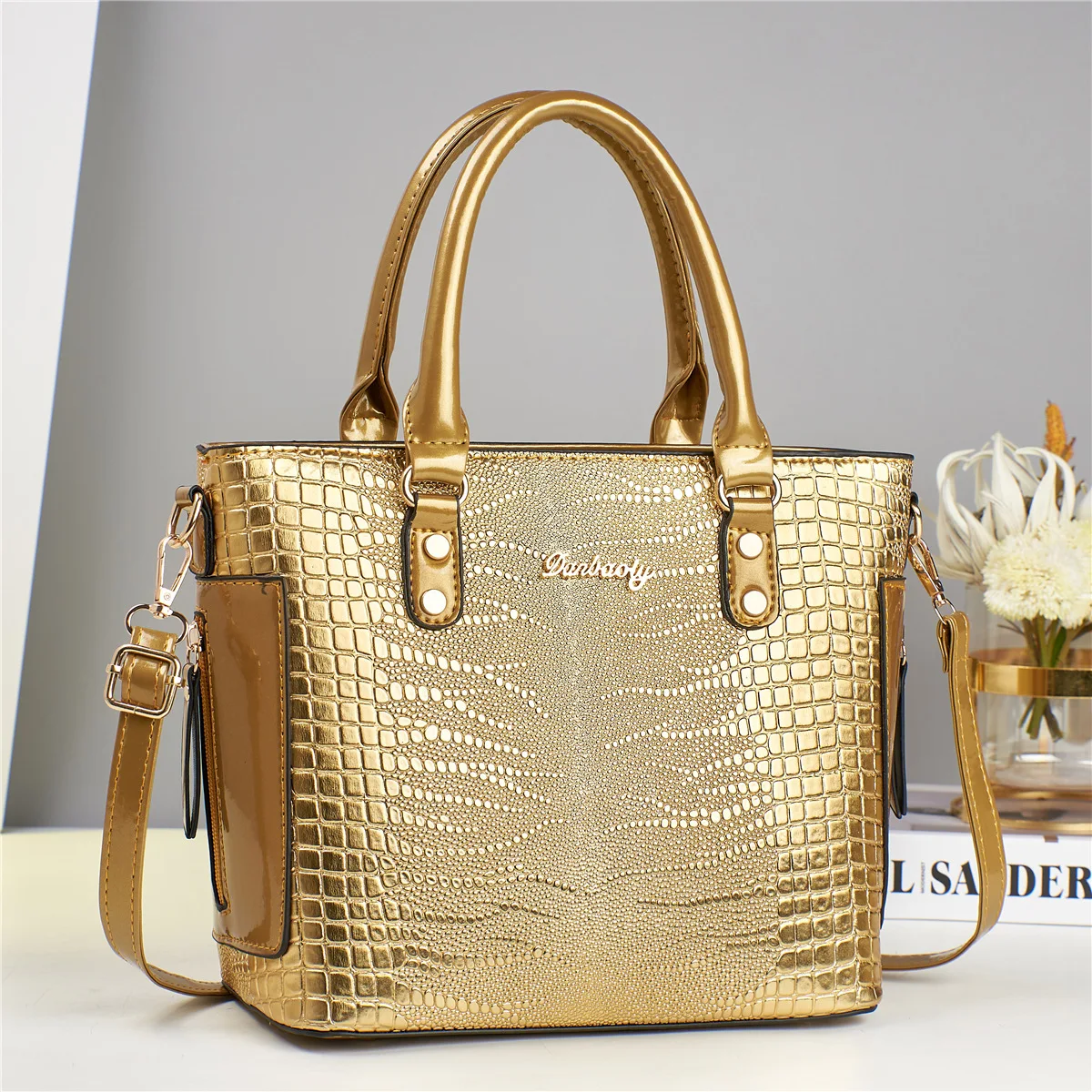 

Роскошные качественные сумки из 3 предметов, женские сумки для новых женщин, женские сумки через плечо из лакированной кожи с каменным узором