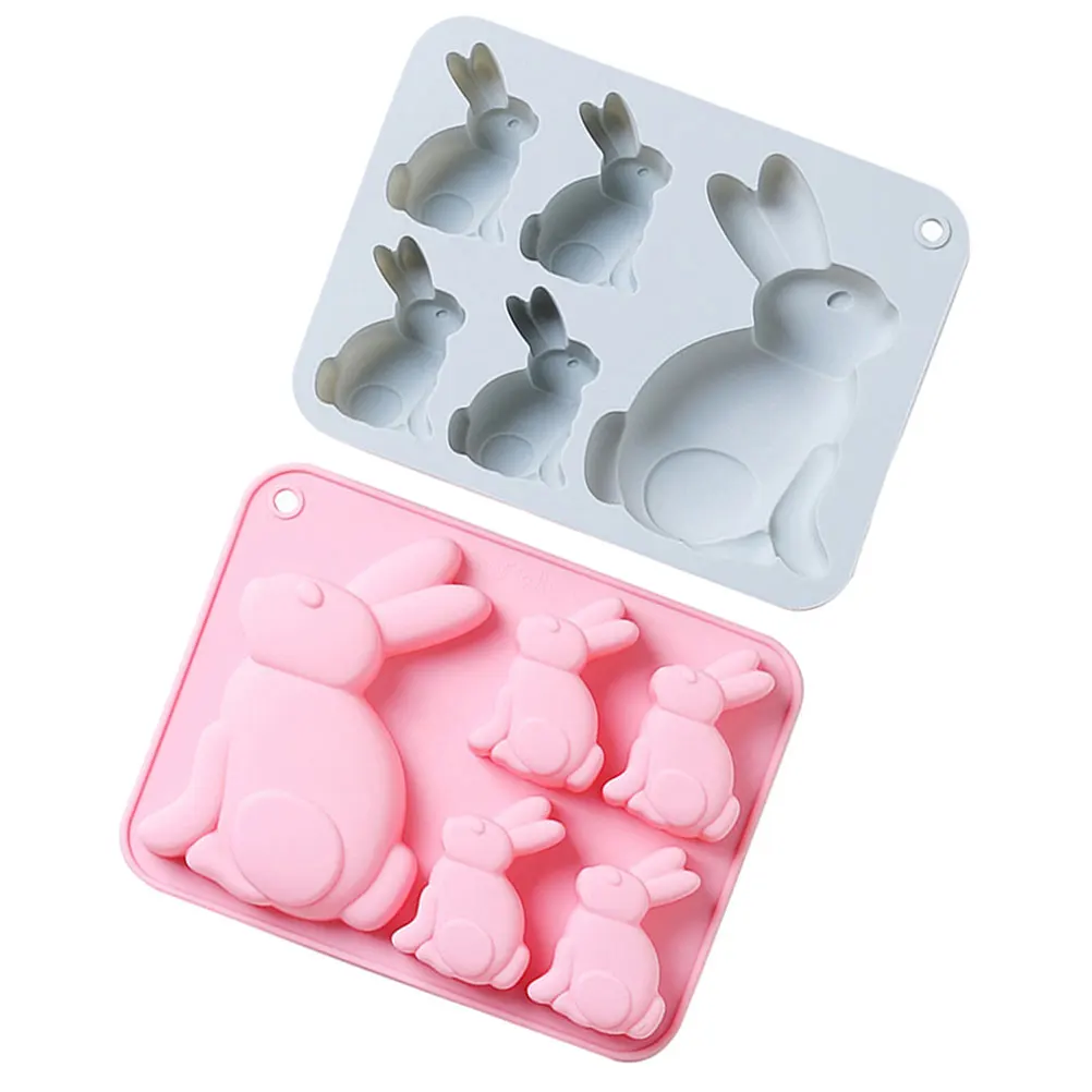

2 Pcs Mold Chocolate Making Mold Easter Rabbit Bunny Chocolate Cake Making Food Grade Baking Pan DIY Blue Pink