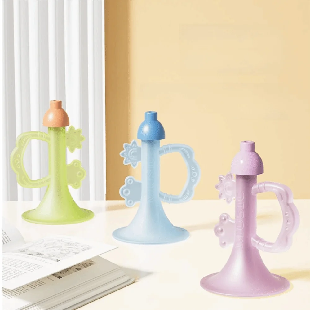 Food Grade Baby Teething Horn Colorful Design Chewable Baby Tooth Sensory Toy Lung Capacity Cultivation Comfortable Grip