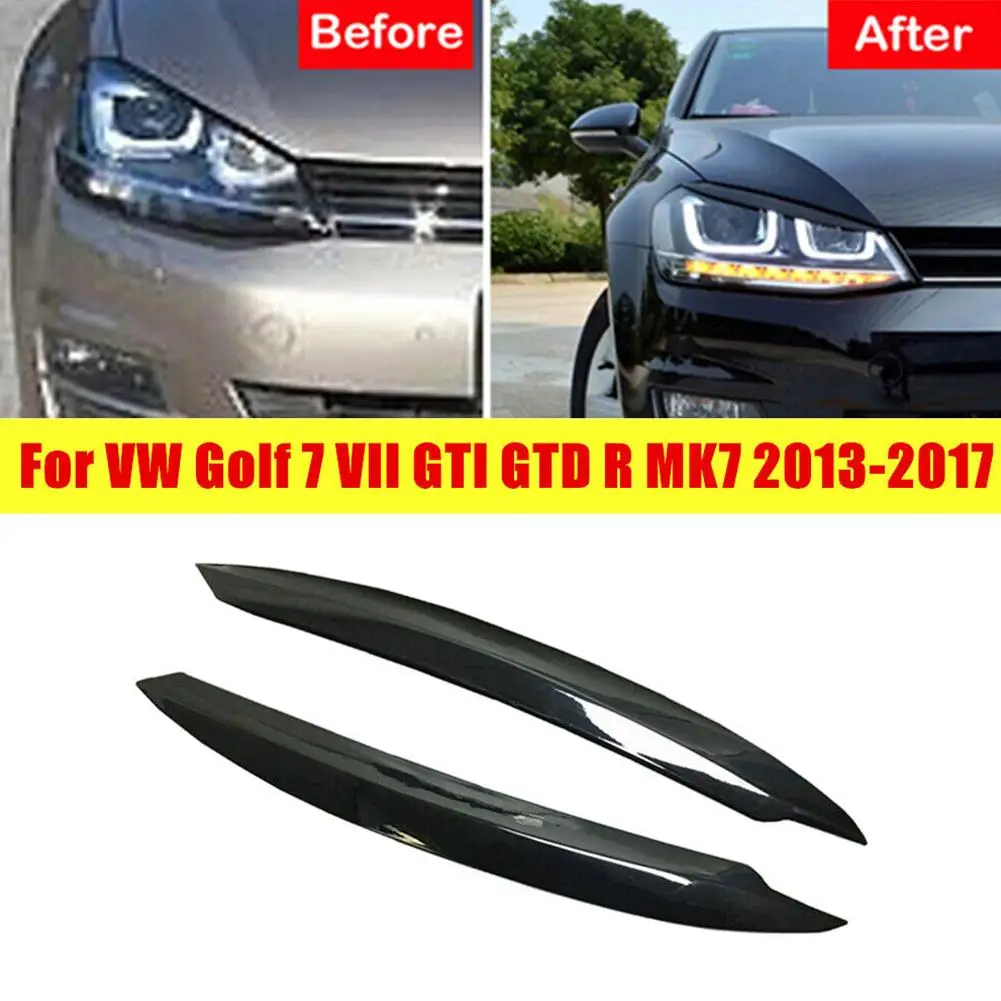 2pcs Car Headlight Eyebrow Eyelid Cover Trim For VOLKSWAGEN VW Golf 7 7.5 VII GTD R MK7 MK7.5 2013-2019 Eye-catching Sticker