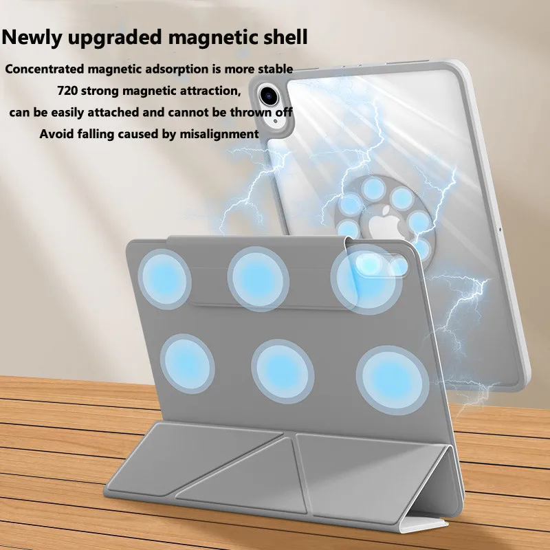 720 Rotate Stand Case for IPad Air 13 2024 Pro 11 9.7 5th 6th 10th 10.9 2022 Air5 4 3 2 1 9th/8th/7th 10.2 Magnetic Clear Case