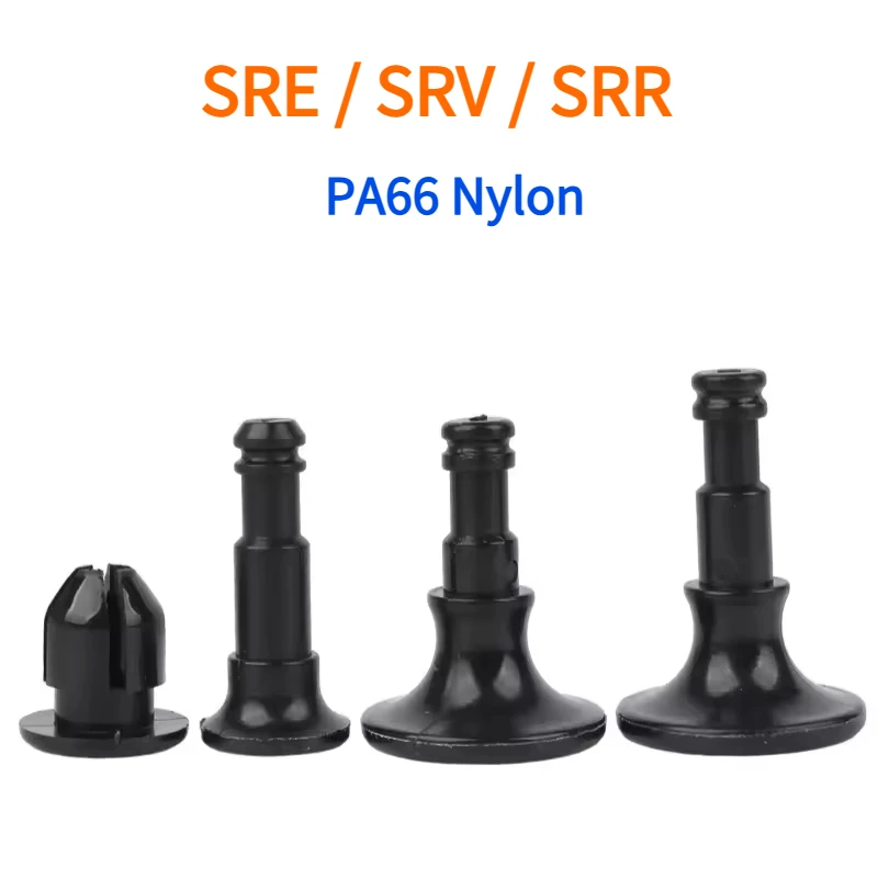 100pcs SRE/SRV/SRR Board Fasteners Black Nylon Rivet Fasteners Detachable Male-Female Rivet Fasteners