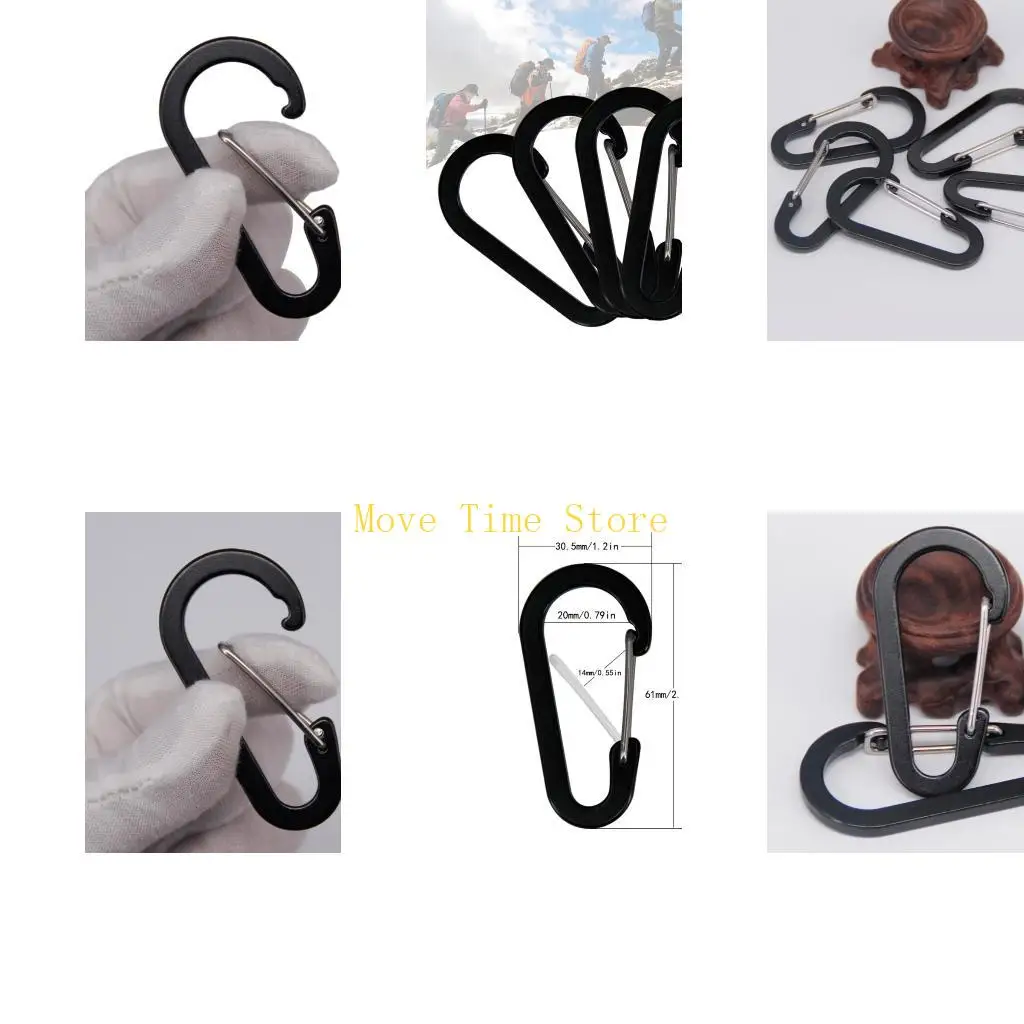 

92ME 4 шт. Алюминиевые карабины с зажимом, размер 6,1 см, прочные и нержавеющие карабины