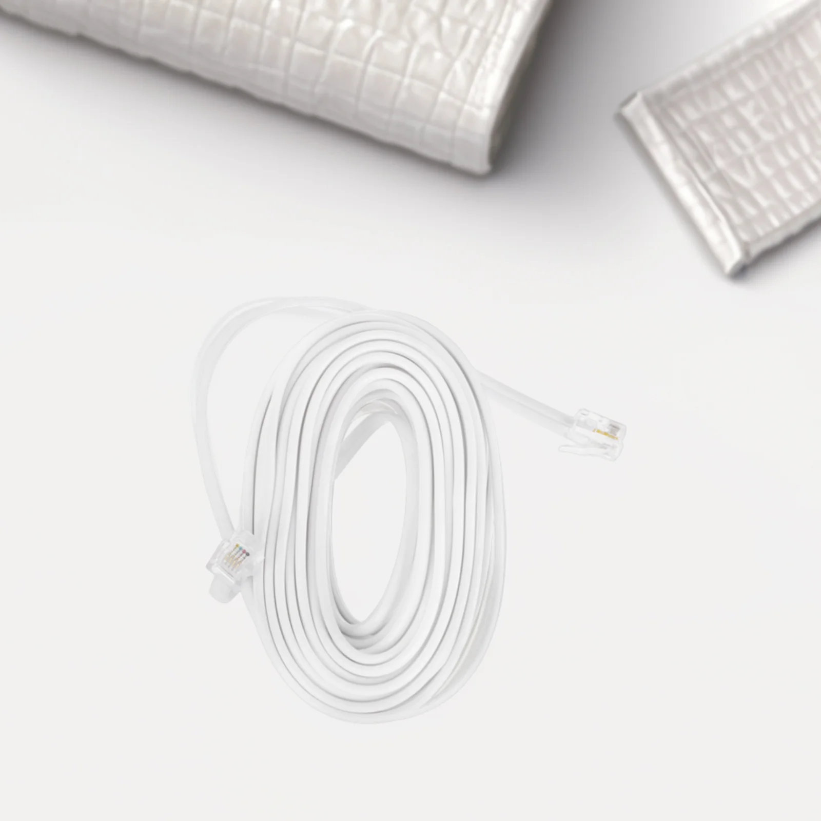 

25Ft Extension Wire Rj11 Rj14 6P4C Connector Plug Office Home Use Stable Signal Transmission Durable Reliable Telephone Line For