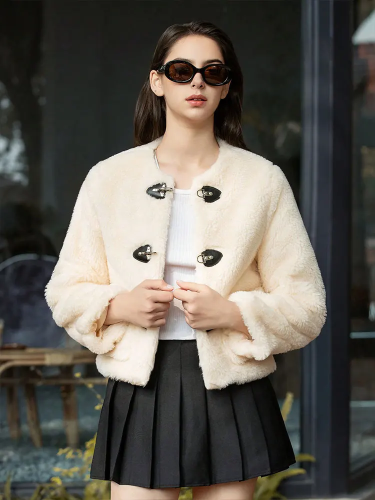 HH automne veste pour femmes hiver vêtements d'extérieur chauds col rond à manches longues manteaux courts femmes élégant mode Streetwear