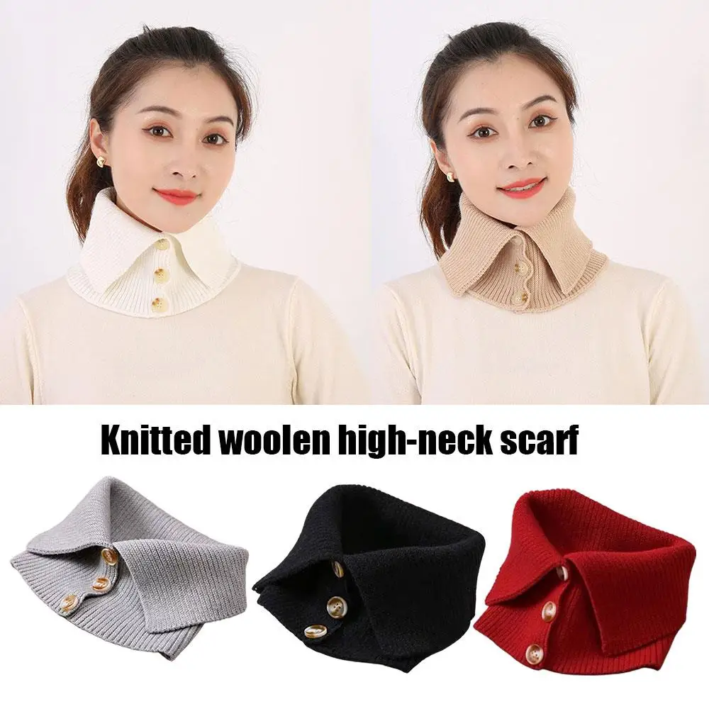 الباردة واقية يندبروف الرقبة الحرس التفاف وهمية طوق أزرار وشاح زر الياقة المدورة الشتاء الحرارية محبوك الدافئة المرأة غطاء الرقبة #1