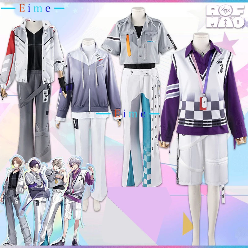 

VTuber ROF-MAO Kagami Hayato Fuwa Minato Kaida Haru Kenmochi Touya Cosplay Costumes Halloween Party Uniform Custom Made