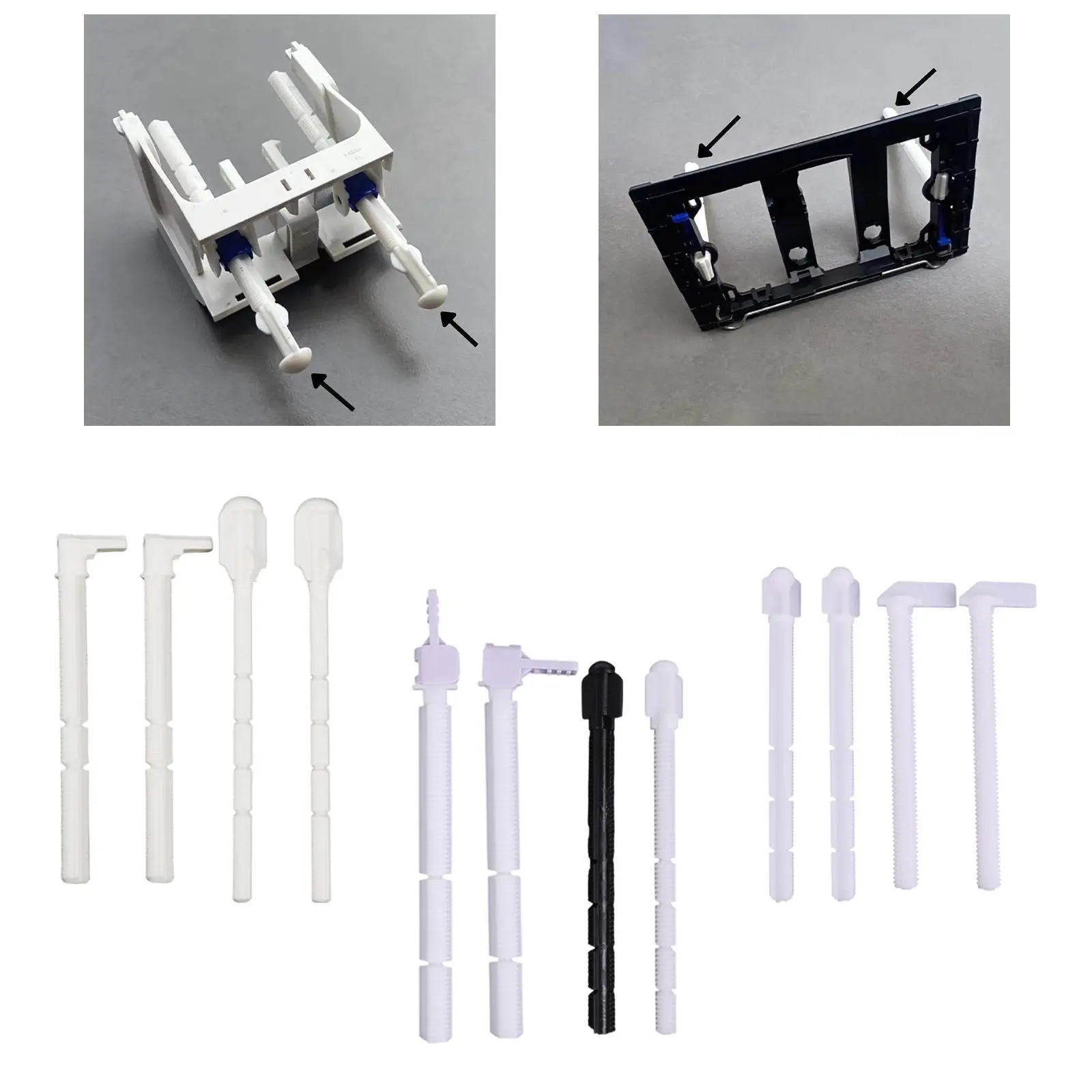 4x Toilet Flush Tank Push Bar Set Toilet Parts for Concealed Cistern Panel