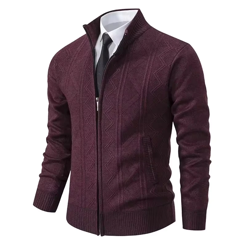 Men's Warm Fleece Knit Cardigan Jackets Zipper Sweater Coats Fashion Luxury Casual Business Warm Knitwear Sweater for Men