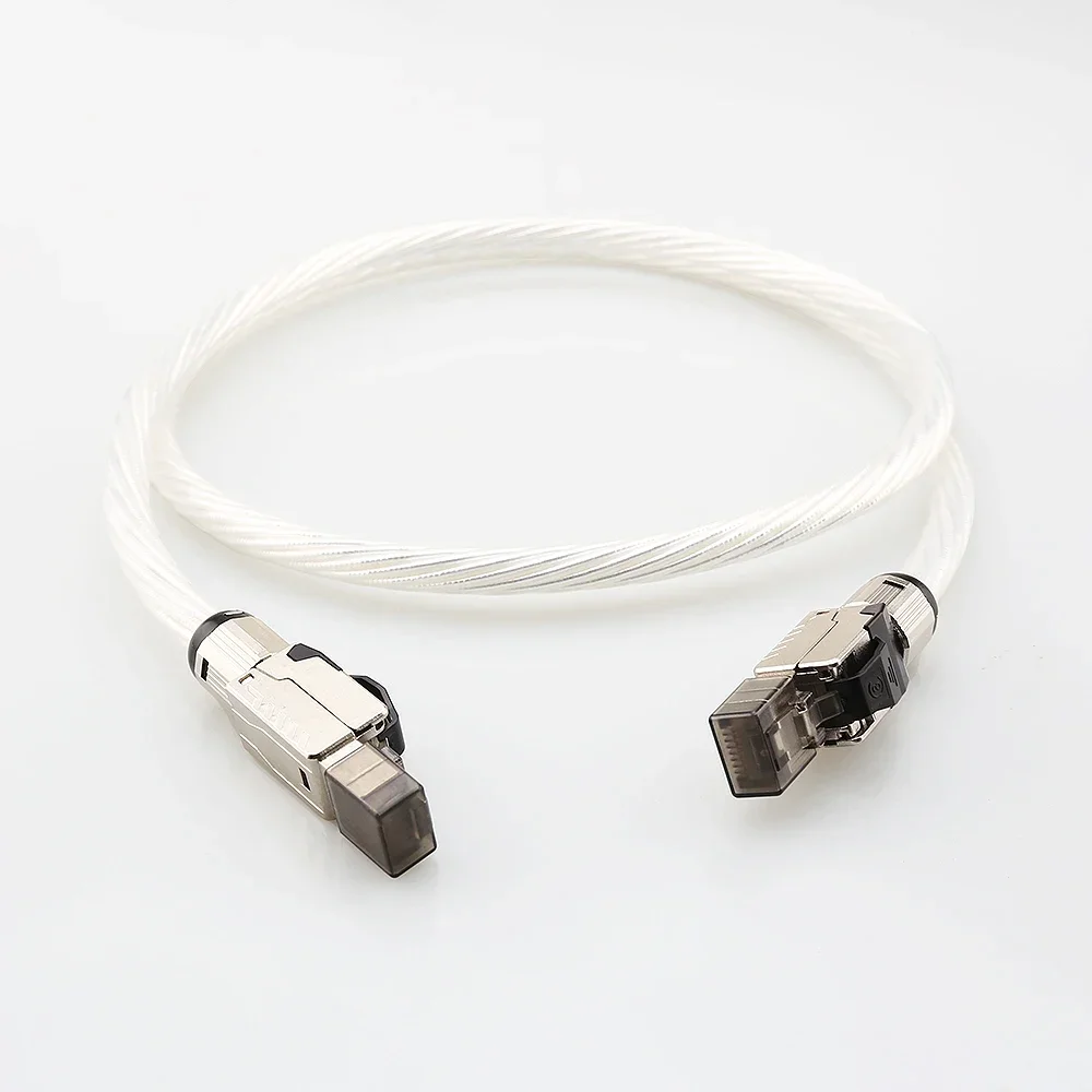 Hi-end OCC Silver Plated HiFi Audio Ethernet Cable High-speed Cat8 Network for PC Router Internet Cord RJ45 Lan