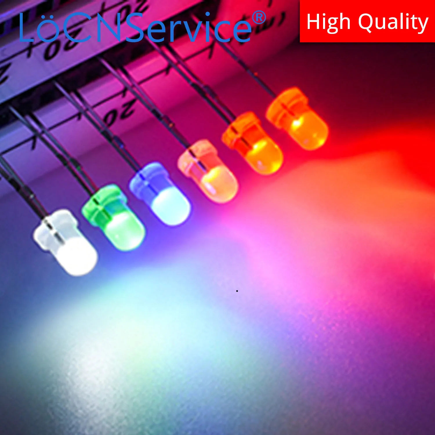 LoCNService 1000PCS 3mm F3 빨간색 파란색 녹색 노란색 주황색 DIP LED 긴 핀 25-27mm 고품질 구슬 발광 다이오드 타원형