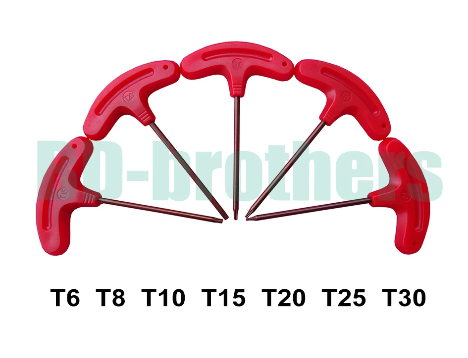 T Shaped Screwdriver T6 T8 T10 T15 T20 T25 T30 Torx Screwdrivers Spanner Key S2 Explosion-Proof Screw Drivers Tools 100pcs/lot