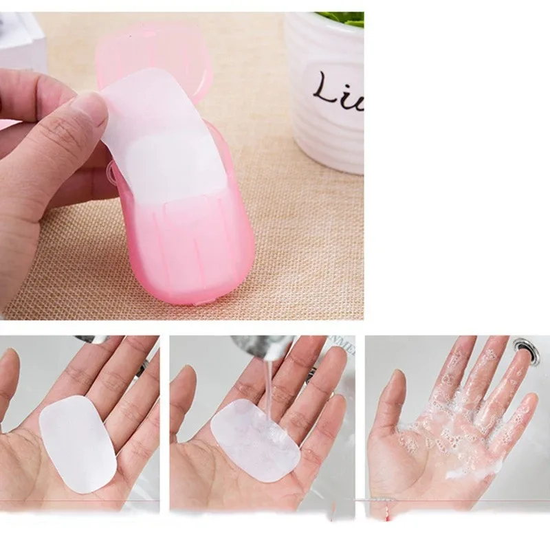 Color Random Disposable Soap Paper Flakes Soap Paper Washing Cleaning Hands for Kitchen Toilets Outdoor Travel Camping Hiki