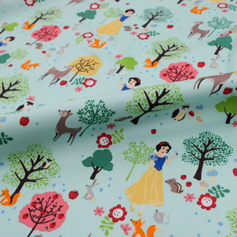 New Light Green Bottom Printed Cotton Fabric - Perfect for Making Fairy Tale Themed Dresses and Coats