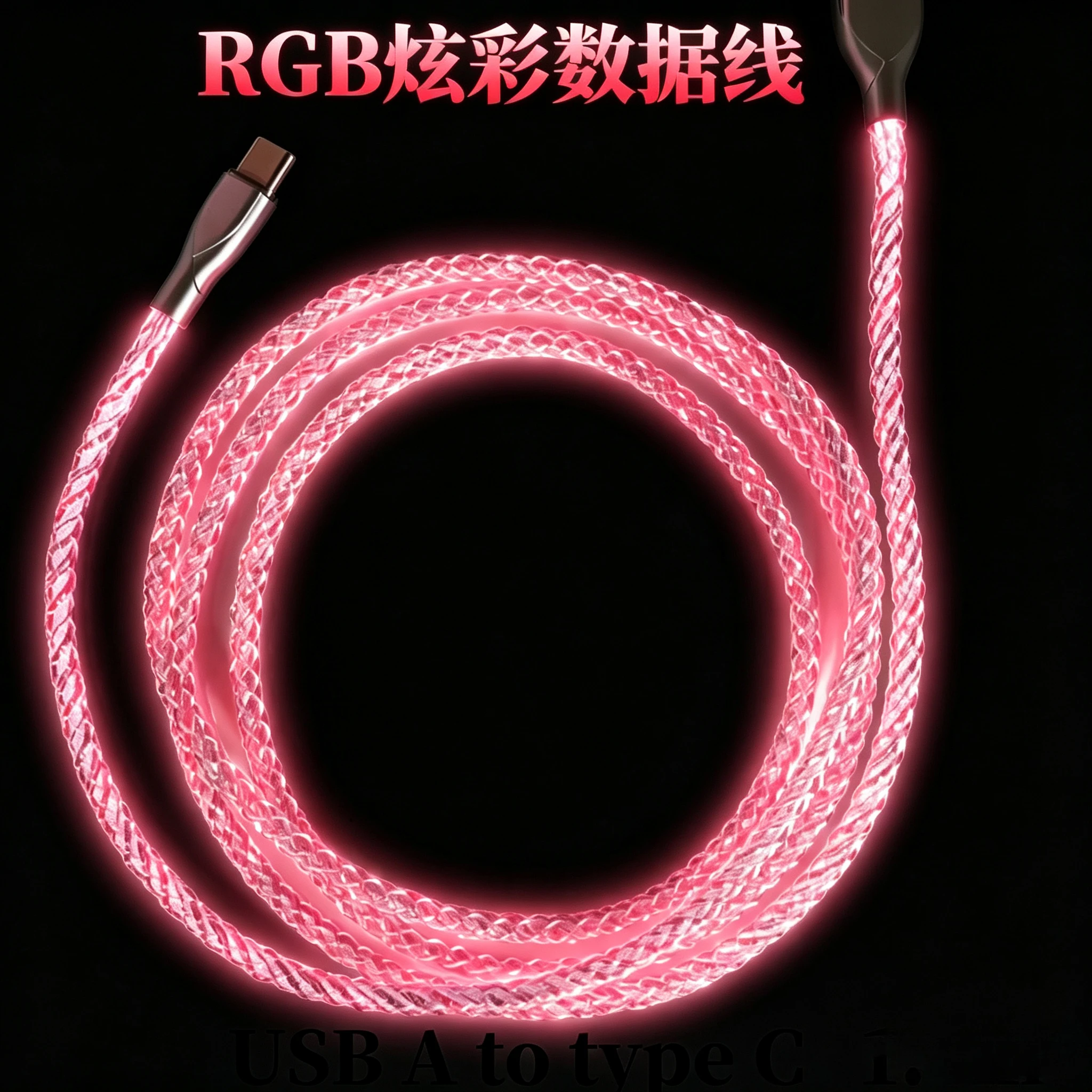 RGB Glow Braided Data Cable USB A To Type C/Type C-C Perfect for Game Keyboard 8K Table Set Trendy Products Keyboard Accessories