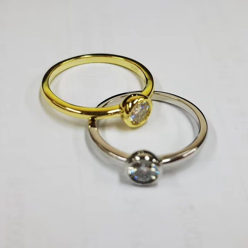 Lnngy-Anillo de moissanita de bisel de 0,5 CT con certificado, anillos de plata de ley 925 para Coupels, joyería ostentosa de compromiso de boda,