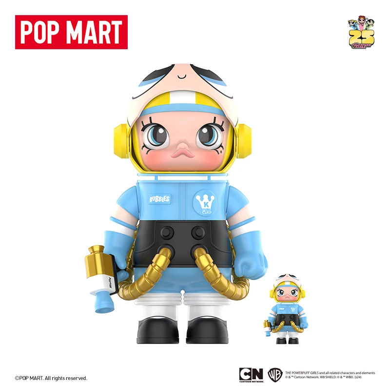 Popmart mega espaço molly 400% + 100% a série powerpuff meninas buttercup bolhas e flor kawaii anime figura bonecas crianças presente