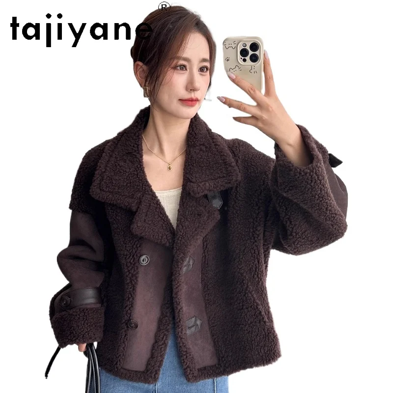 TAJIYANE 100 % Echt Wolle Mantel Frau Chic Verdickte Kurze Jacke Schafschur Pelz Outer Winter Frauen Kleidung 2025 fourrure