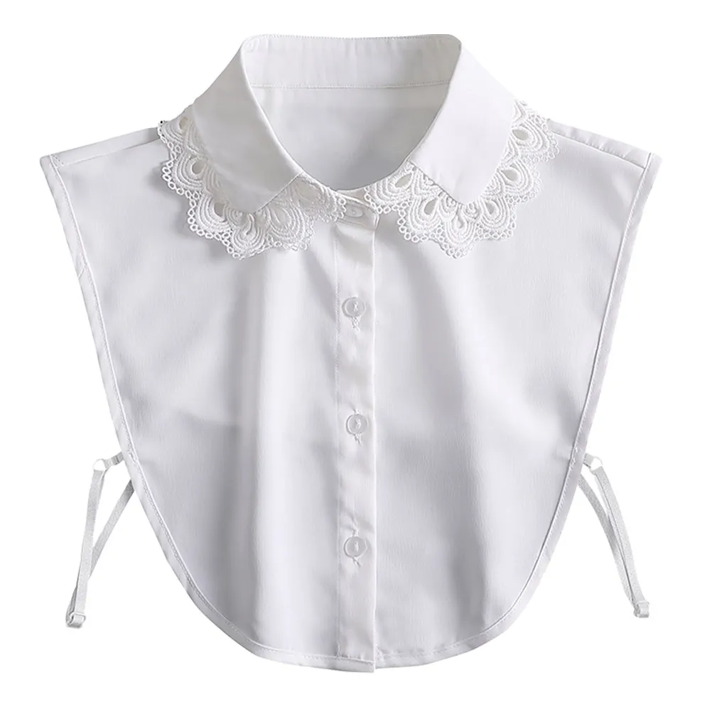 1Pcs Stylish Elegant White Women Fake Collar Chiffon Half Shirt Blouse Detachable False Collar for Dresses Sweaters Casual