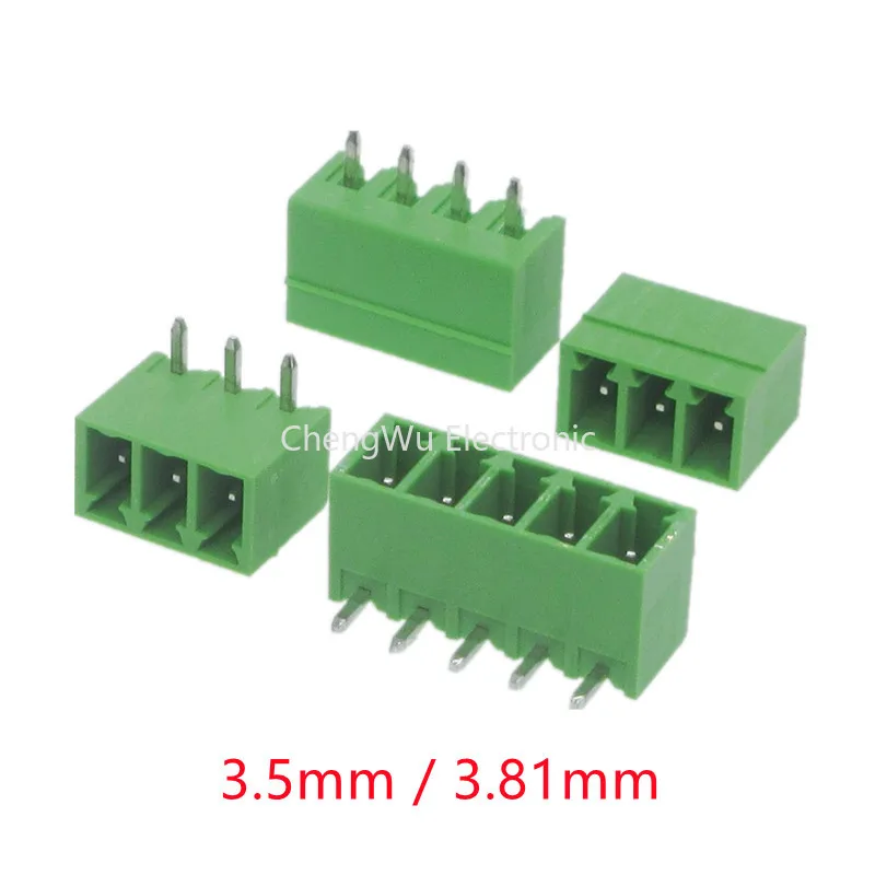 10pcs/lot KF2EDG 3.5mm / 3.81MM Pluggable Pcb Terminal Block Right Angle/ Straight Needle Pin Connector 2/3/4/5/6/7/8/10p