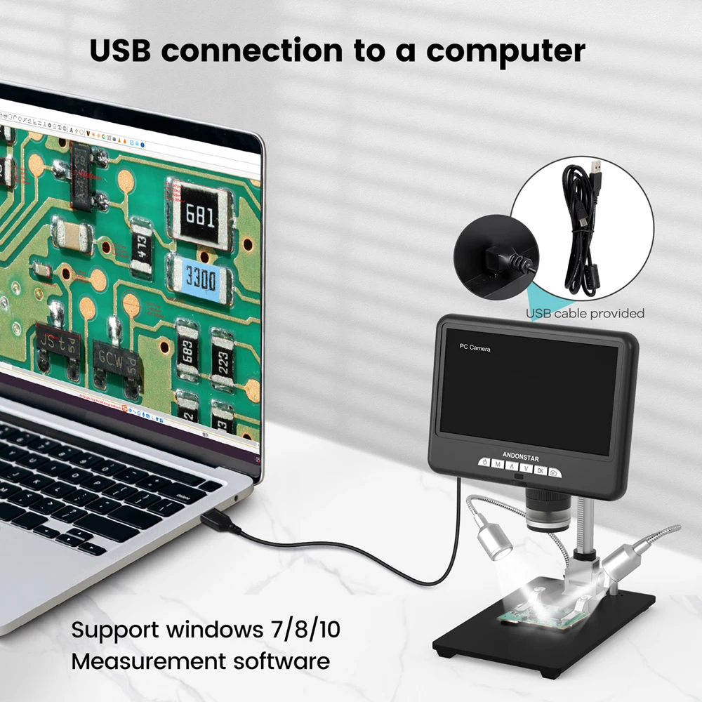 Andonstar AD207S HDMI Digital Microscope with Extension Column for coins observe,Soldering Microscope for Phone PCB SMD Repair