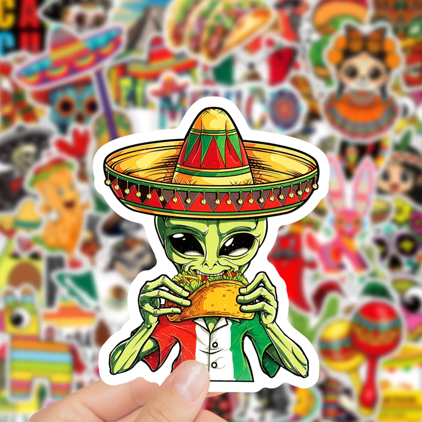 50 pçs bmexican grill tema adesivos criatividade dos desenhos animados graffiti decoração diy notebook mala guitarra geladeira brinquedos decalques