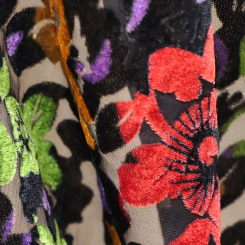 

Woven velvet brocade viscose printed mottled and burned fabric nightgown dress cheongsam carbonized